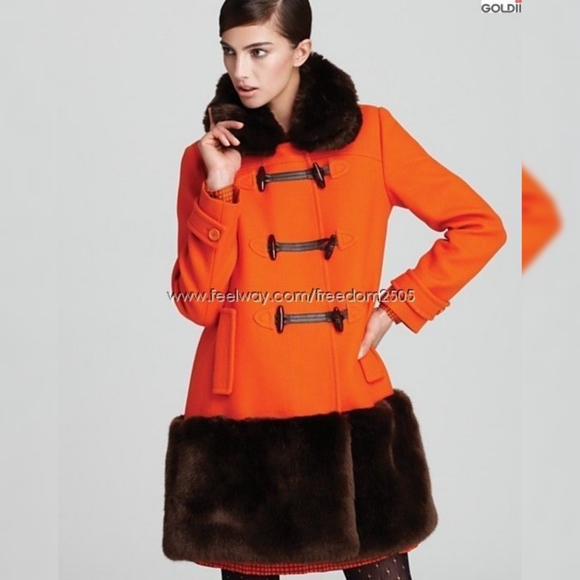 NWOT Kate Spade Allie Faux Fur Trimmed Duffel Coat - Picture 9 of 14